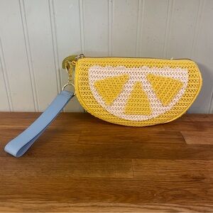 NEW Bath & Body Works BBW Woven Lemon Clutch Wristlet